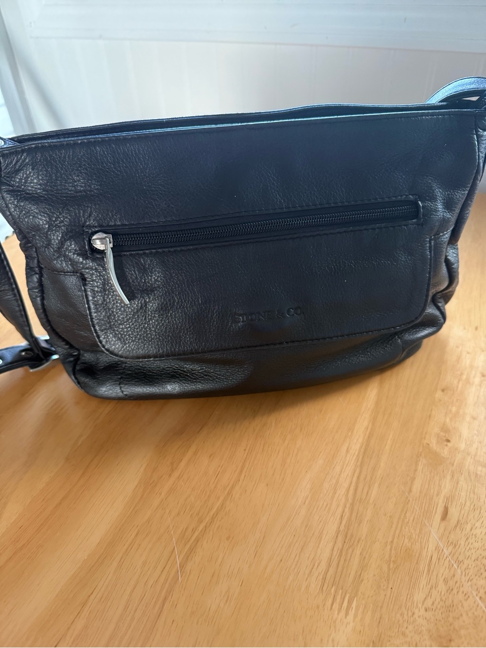 Black Faux Leather Crossbody Bag -